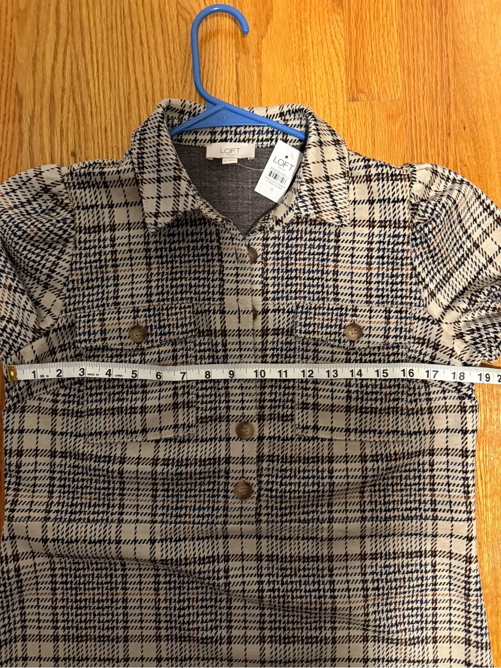 NWT LOFT Outlet Plaid Shift Dress Houndstooth Pocket Mini | Size 8 - Picture 5 of 5